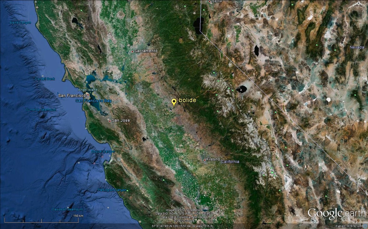 UN METEORITO EXPLOTA SOBRE CALIFORNIA.- Fireballmap